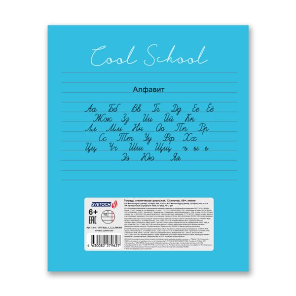Тетрадь ученическая школьная A5+ 12 л. на скобе, белизна 100%, 25 шт, линия, 000362 учиться, Светоч 12ТСКд5_1_3_2
