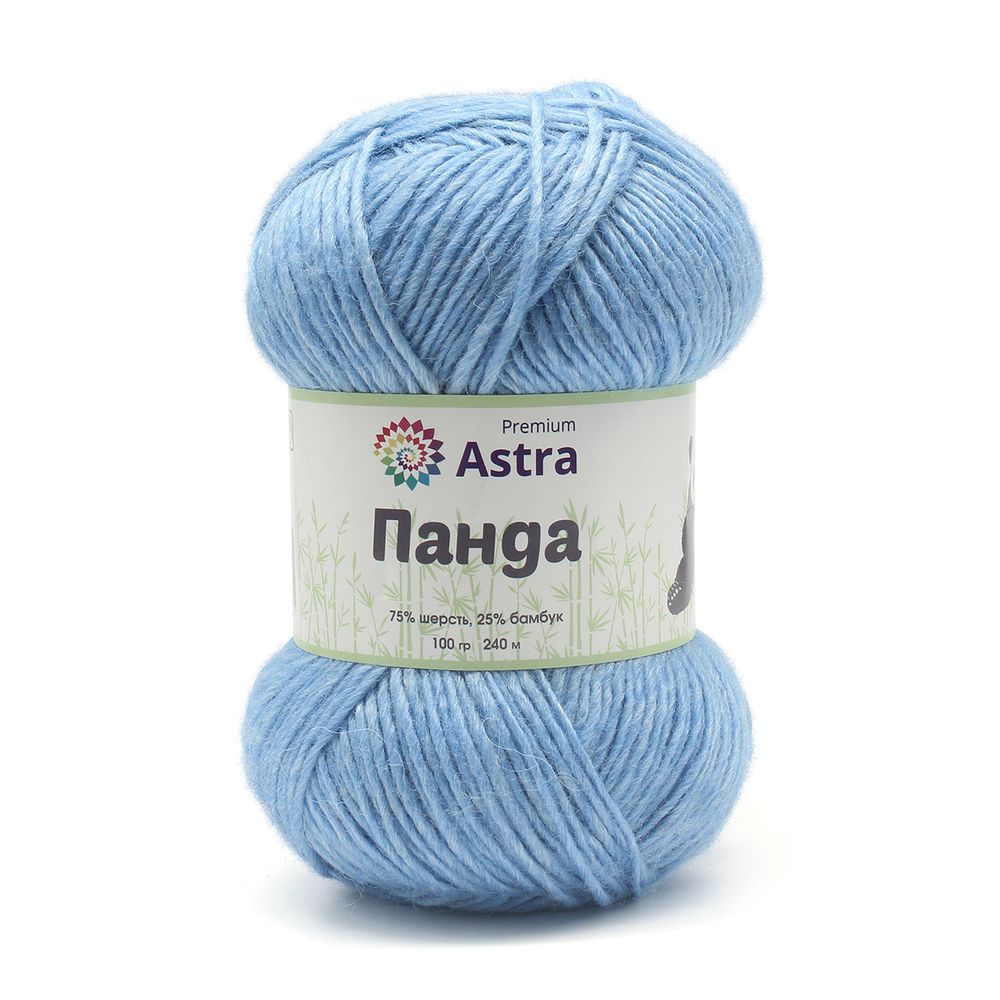 Пряжа Astra Premium (Астра Премиум) Панда (Panda) / уп.2 мот. по 100 г, 240 м, 515 св.голубой