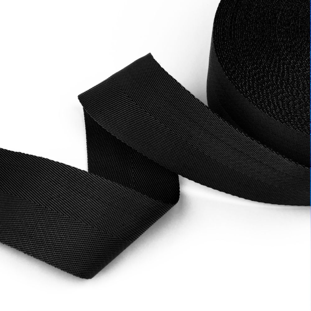 Стропа (ременная лента) 60 мм / 25 метров, толщ. 1.19 мм, [28 г/пог.м], 100% п/п, черный, Gamma С2693Г17