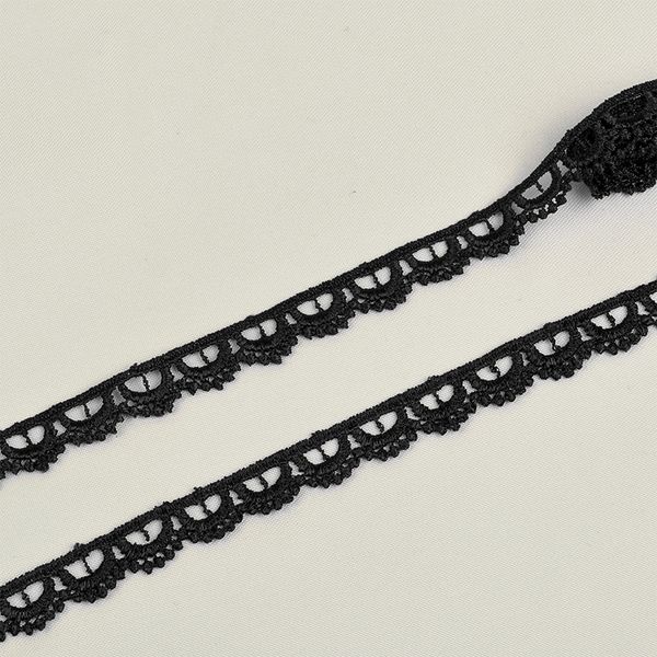 Кружево гипюр (плетёное) 10 мм / 9 метров, TR.8G8008, 03 черный