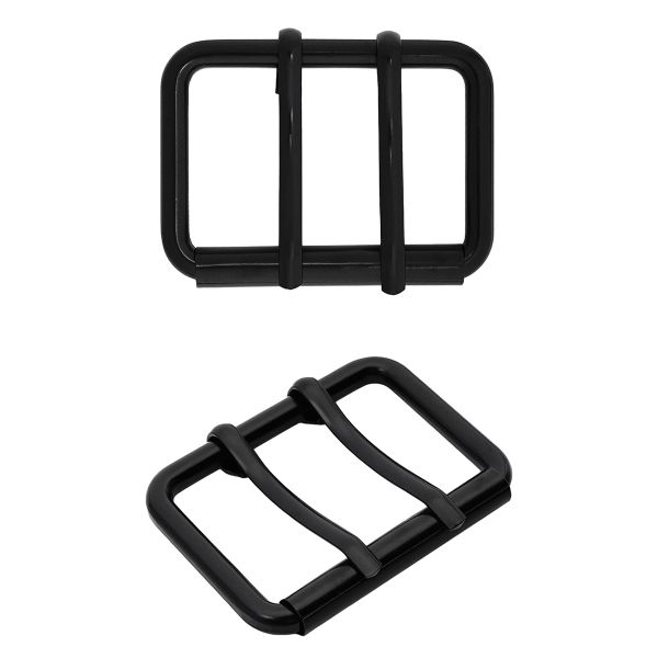 Пряжка прямоугольная 45 мм, с двумя язычками, металл (M.Black черный матовый), МТ_1864, 6 шт