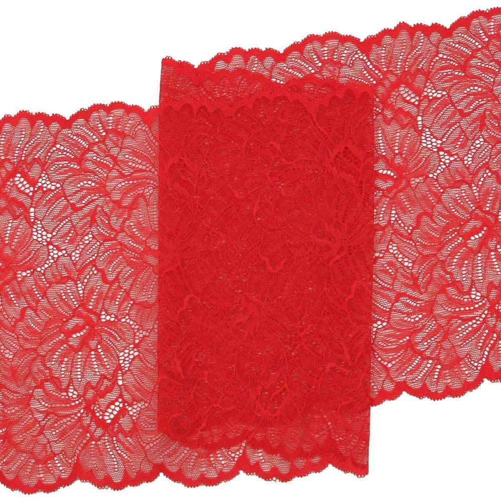 Кружево бельевое эластичное 240 мм / 3.4 метра, цвет красный