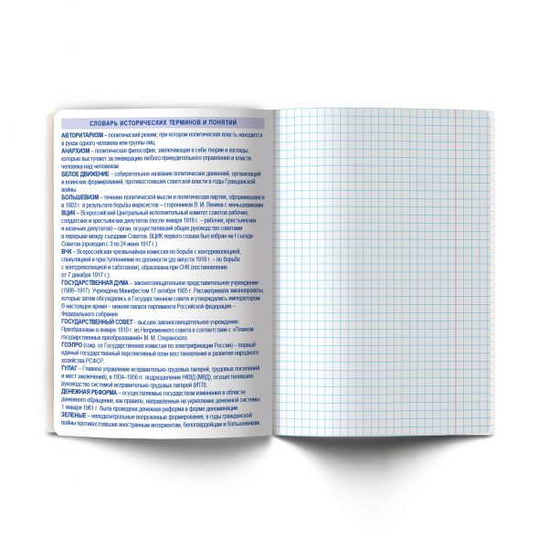Тетрадь со справочным материалом На задней парте, выбор.лак, A5+ 48 л. на скобе 65 г/м², белизна 100 %, 10 шт, клетка, 01303 На задней парте История, Светоч Т141