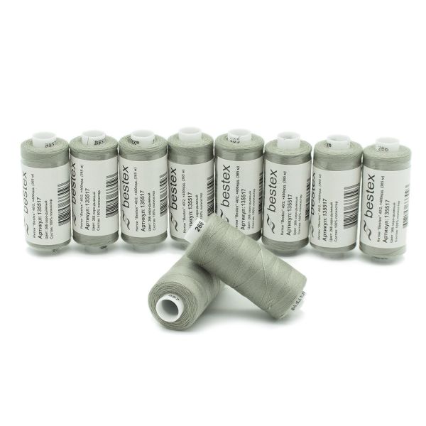 Нитки швейные бытовые Bestex 40/2, 365 м (400 ярд) / 10 кат., 266 серый ледник