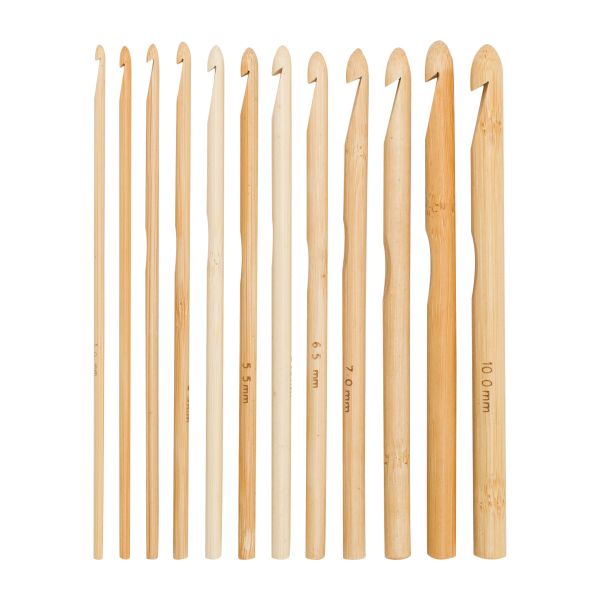 Набор крючков для вязания 3мм-10мм., упак(12 шт), бамбук, MTW074