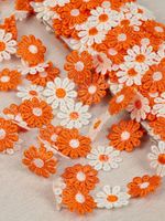 Кружево гипюр (плетёное) ромашка 25 мм / 13.71 метра, TBY.12243, цв.оранжевый+белый, Kruzhevo
