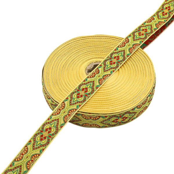 Лента (тесьма) жаккардовая 24.0 мм / 25±1 метров, рис. 9192, желтый, С1852Г17