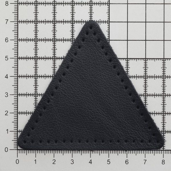 Заплатки пришивные из кожи, треугольник равносторонний 8см с перфорацией, 2 шт, 100% кожа, 05 темно-синий, 9126