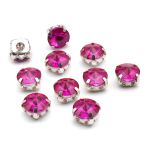 Хрустальные стразы в цапах круглой формы, фуксия 8 мм, 10 шт. Astra&Craft, РЦ009НН8