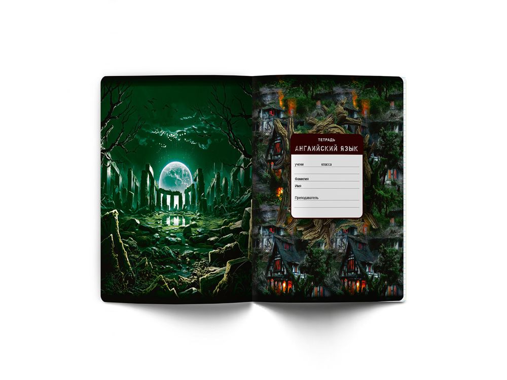 Тетрадь со справочным материалом Эволюция, глянцевая ламинация, A5+ 48 л. на скобе 65 г/м², белизна 100%, 10 шт, клетка, 00876 Английский язык, Светоч 48Т5