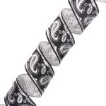 Лента (тесьма) жаккардовая 22.0 мм / 10±0.5 метров, Пейсли, 22807 черный/серебро