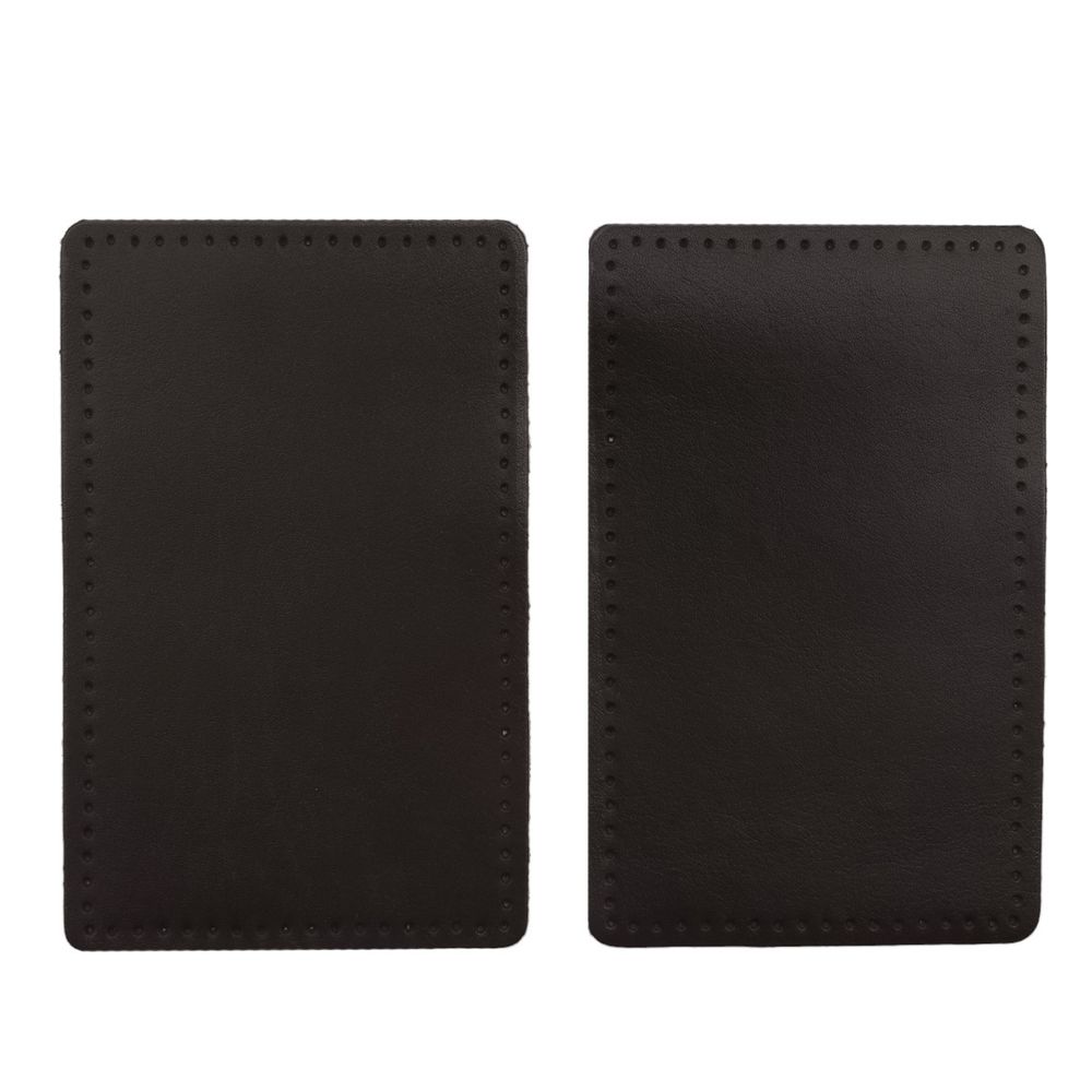 Заплатки пришивные из кожи, прямоугольник 8х12,7см с перфорацией, 2 шт, 100% кожа, 03 темно-коричневый, 9123