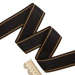 Стропа (ременная лента) 50 мм / 30 метров, толщ. 1.0 мм, [28.36 г/пог.м], 100% п/э, чёрн. с оранж. полосой