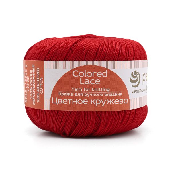Пряжа Пехорка Цветное кружево / уп.4 мот. по 50 г, 475 м, 06 красный
