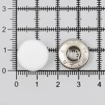 Кнопка Альфа (S-образная) ⌀15.0 мм, ≈720 шт, шляпка пластик + отв.части МЕТАЛЛ, 101 белый + отв.части никель, NEW STAR
