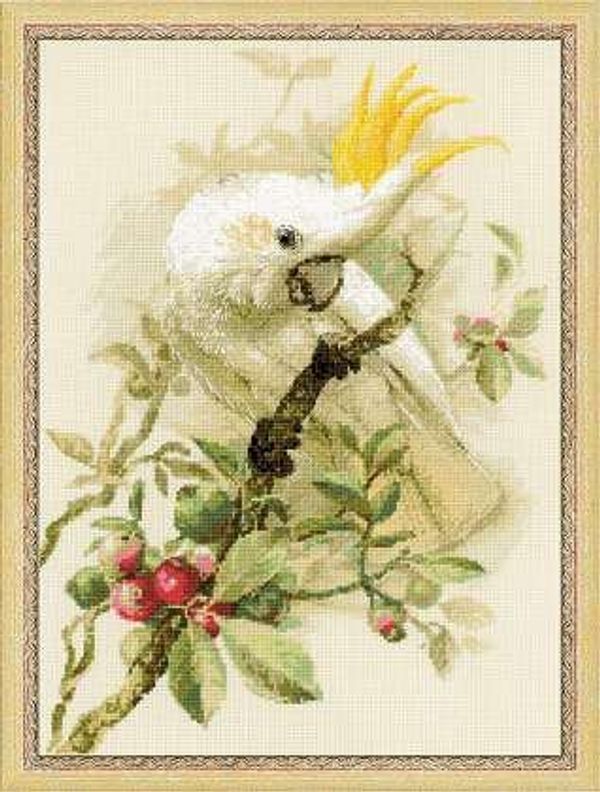 Набор для вышивания нитками Риолис, Белый какаду 30х40 см