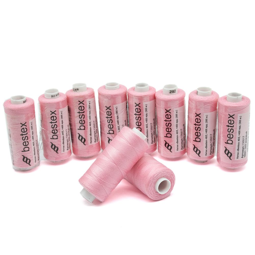 Нитки швейные бытовые Bestex 40/2, 365 м (400 ярд) / 10 кат., 292 розовый щербет