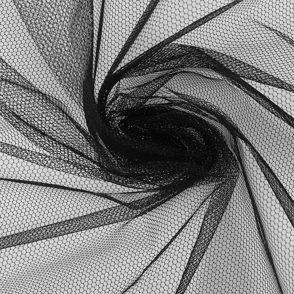 Фатин жесткий, крупная сетка 180 см, цв. черный, 3м