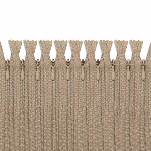 Молния потайная (скрытая) Т3 (3 мм) 1 зам., н/раз., 50 см, кофе с молок., нейлон, 31332 / 50, 10 шт