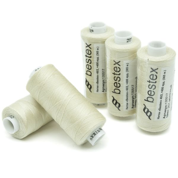 Нитки швейные бытовые Bestex 40/2, 365 м (400 ярд) / 10 кат., 201 льняной