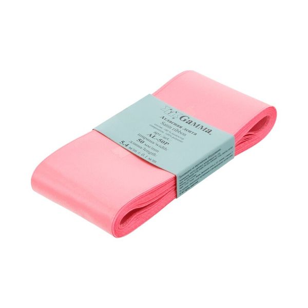 Лента атласная 1-сторонняя 50.0 мм / 5 шт по 5.4 метра, №005 розовый, Gamma AL-50P