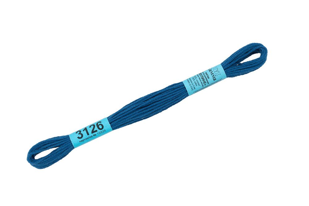 Мулине Gamma 100% хлопок, цв.3126 синий, 24 мотка по 8 метров