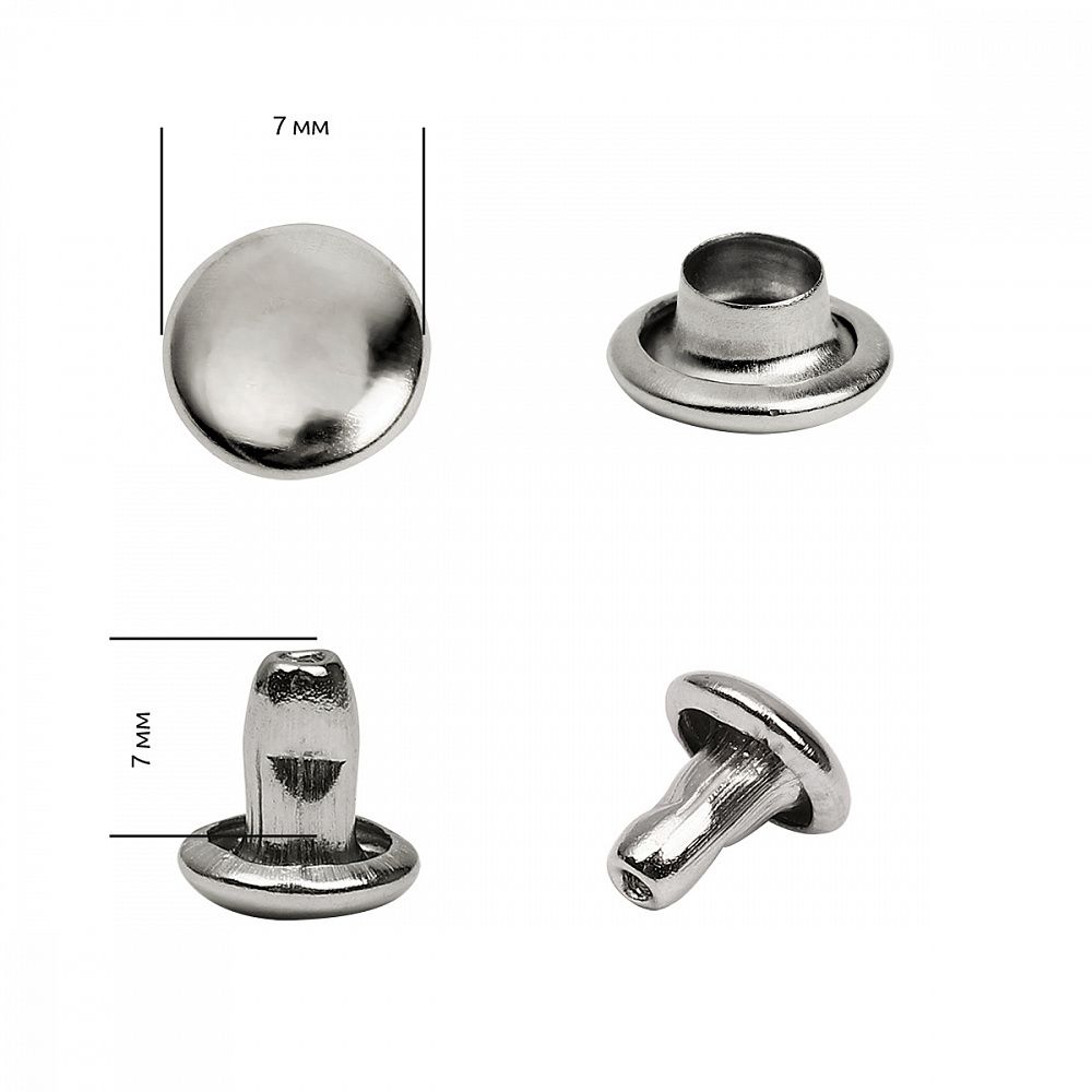 Хольнитены двухсторонние сталь 7х7 мм, №33, TBY.5207 цв. никель уп. 1000 шт, TBY