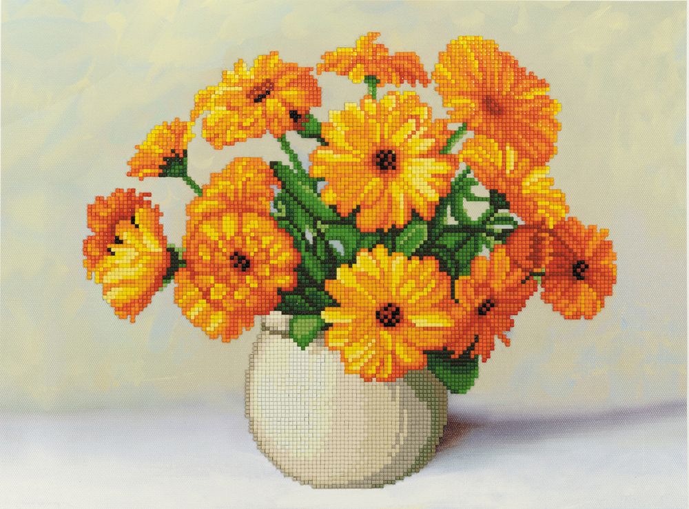 Алмазная (кристальная) мозаика Фрея, Календула, 40х30 см
