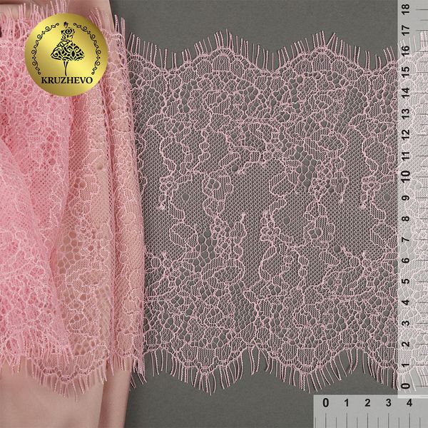 Кружево шантильи (реснички) диз. A88 шир.170мм цв.F134 розовый, 3 метра, Kruzhevo