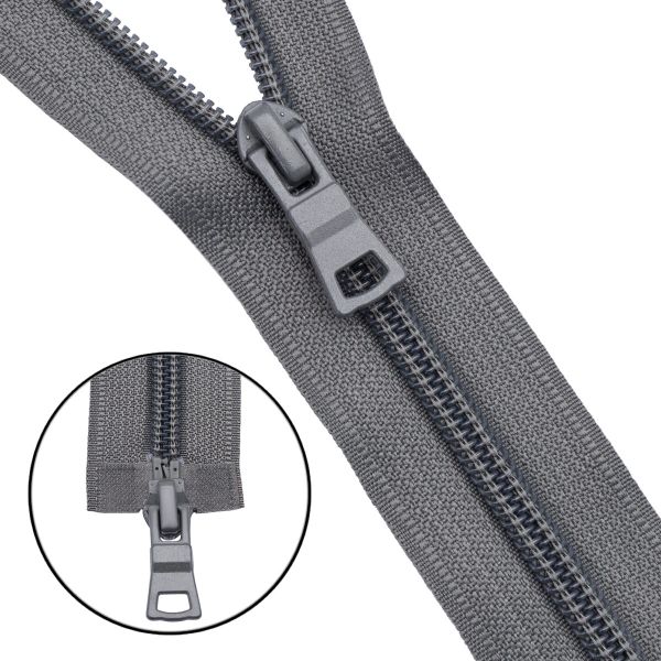 Молния спираль (витая) Т7 (7 мм) 2 зам., разъем., 70 см, 275 серый, 10 шт