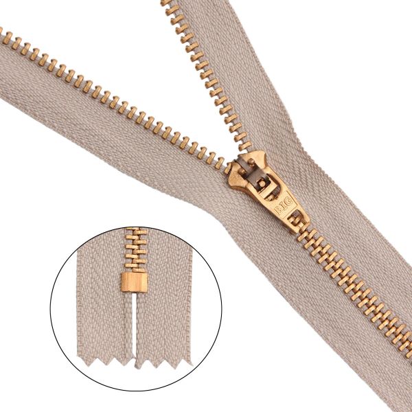 Молния металл джинсовая Т5 (5 мм) 1 зам., н/раз., 14 см, бежевый, 39063/14-3, 10 шт