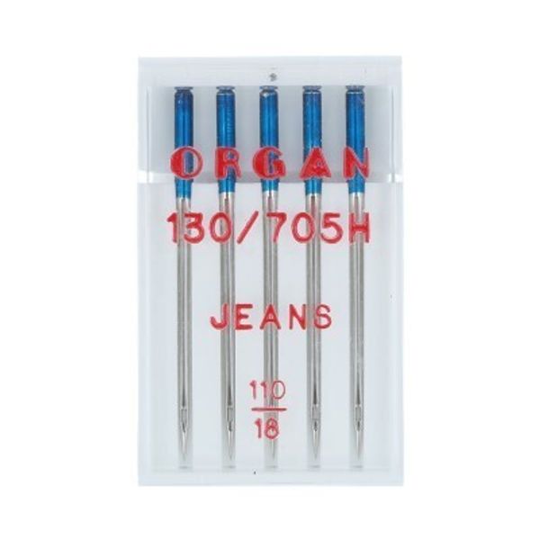 Иглы для швейных машин для джинсы 130/705 Н, №110, 5 игл, в пенале 5524110 110, ORGAN