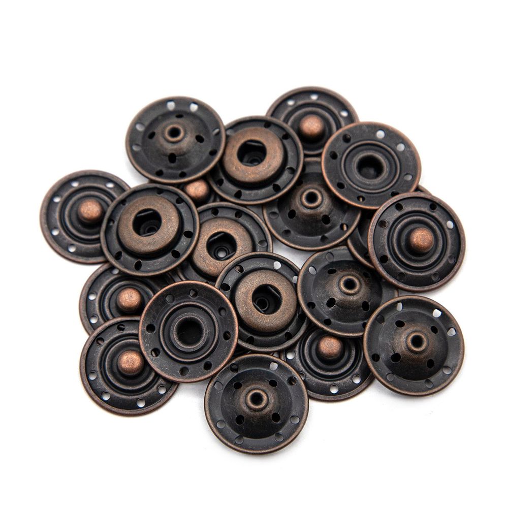 Кнопка пришивная металл ⌀19.0 мм, т.медь, 10 шт