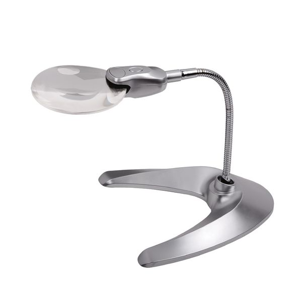 Лупа настольная с подсветкой ⌀9 см (ув.х2.5) + ⌀2 см (ув.х4.5), Ferstel FR-04