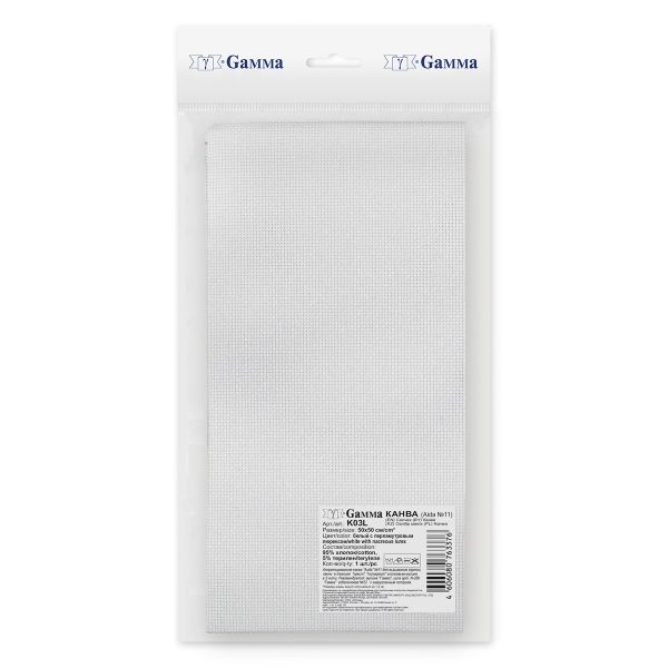 Канва Aida 11 ct, 50х50±2 см, белый с перламутровым люрексом, Gamma
