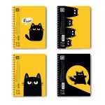 Тетрадь-перевертыш ученическая общая, A5 96 л. на гребне 65 г/м², белизна 100 %, 4 шт, клетка, 01215 Чёрный кот, Светоч Т119