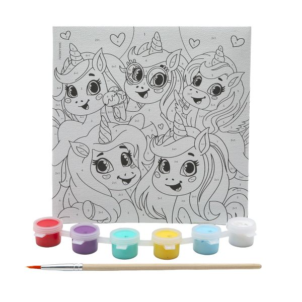 Картина по номерам Школа Талантов, Единорожки-друзья 15х15см