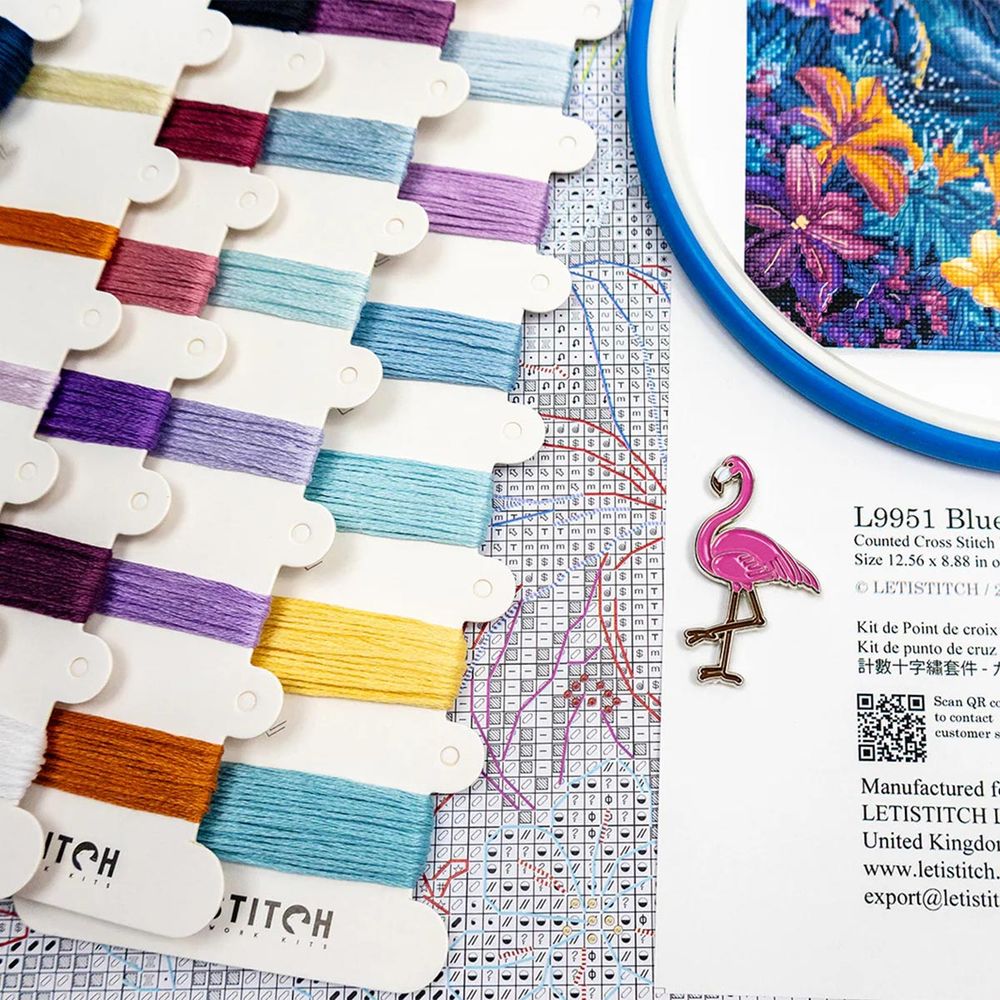 Набор для вышивания нитками LetiStitch L9951, Голубой мираж 32х22см