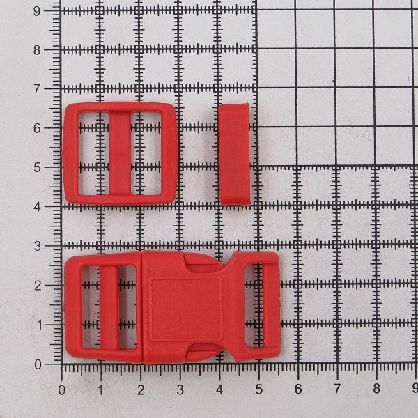Фастекс (пряжка трезубец), рамка и рамка-регулятор 20мм, пластик, (2 компл.) Hobby&Pro, красный, A03001037-K-20