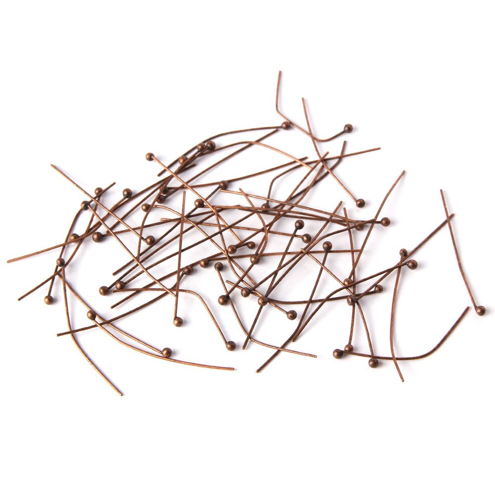 Штифты с шариком 3см, 50 шт в упак, Астра, Медь