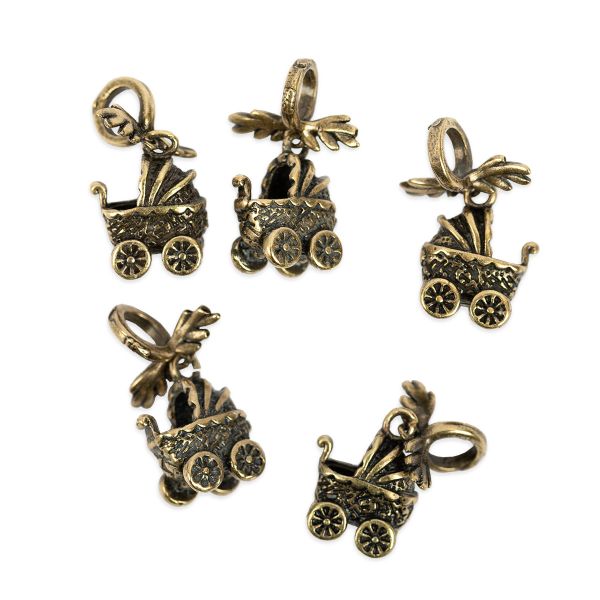 Бусины латунь 10х22х7 мм, 20 шт, №1 Коляска с подвеской, Zlatka NPL-09