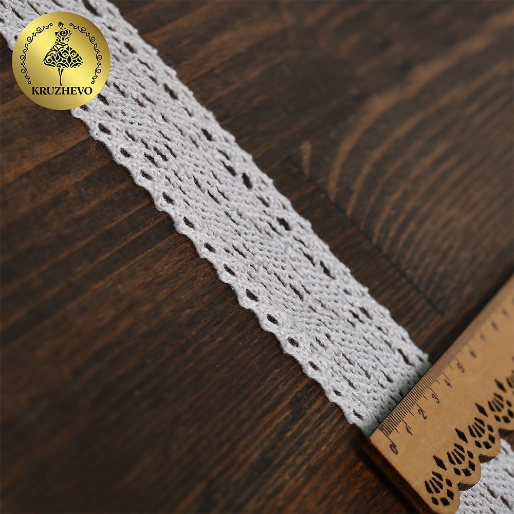 Кружево вязаное (тесьма) 40 мм, диз. 299, цв.02 белый, уп. 25 м, Kruzhevo