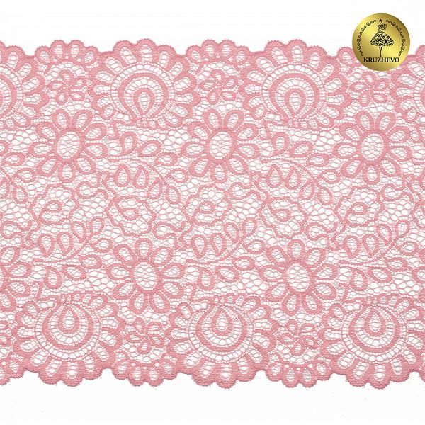 Кружево бельевое эластичное 205 мм / 25 м, 269, цв.F134 розовый, Kruzhevo