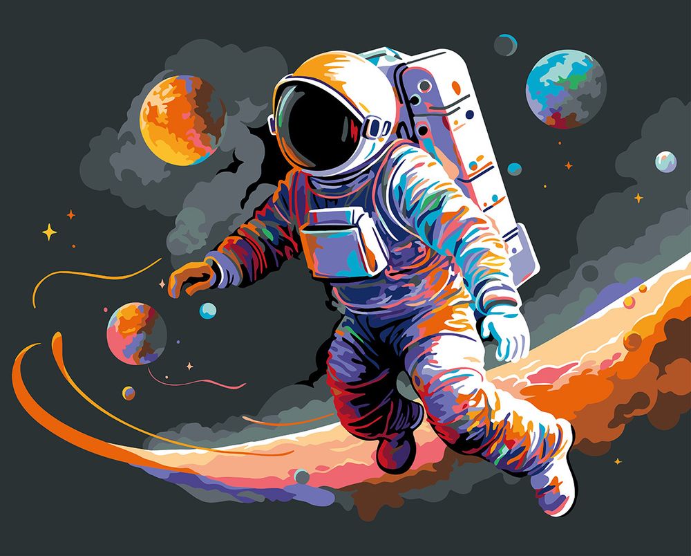 Картина по номерам Фрея PNB/PLB-287, Разноцветный космос, (эффект черного холста) 50х40 см