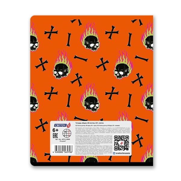 Тетрадь ученическая общая, твин лак, A5+ 48 л. на скобе 65 г/м², белизна 100 %, 10 шт, клетка, 00996 Я в деле!, Светоч 48Т12