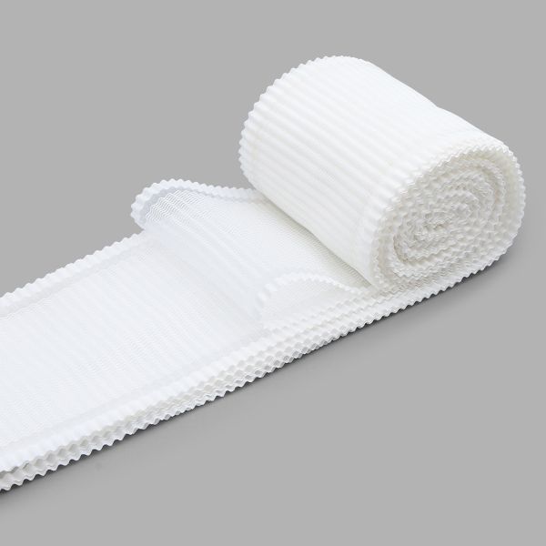 Лента атласная гофре 80.0 мм, 1 м, (белый), С72, 10 шт, Красная лента