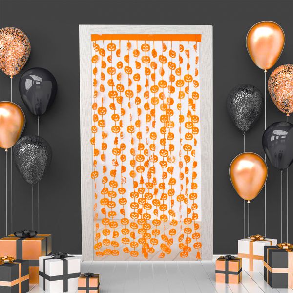 Занавес Дождик 100х200 см, 02_оранжевые тыквы, Boomzee GBZ-14