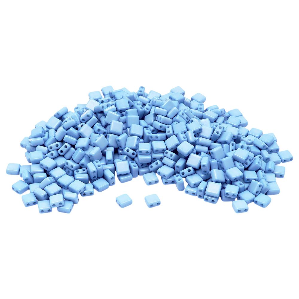 Бусины пластик 6х6х3 мм, 50 г, с двойным отверстием, плоский квадрат, 5 голубой, Astra&Craft 7429