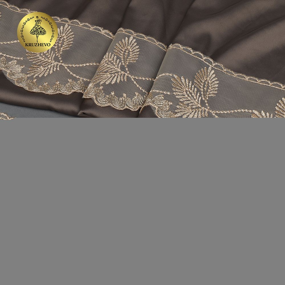 Кружево на сетке широкое 105 мм, 40483, цв.N6115 бежевый уп.13.7м, Kruzhevo