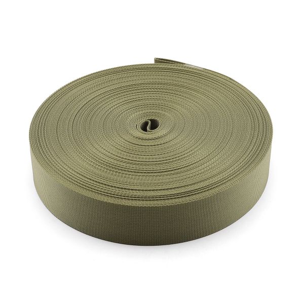 Стропа (ременная лента) 38 мм / 25 метров, толщ. 1.0 мм, [28 г/пог.м], 100% нейлон, хаки